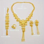 Luxury Gold Indian-Inspired Jewelry Set with Necklace Earrings and Ring for Weddings and Daily Wear