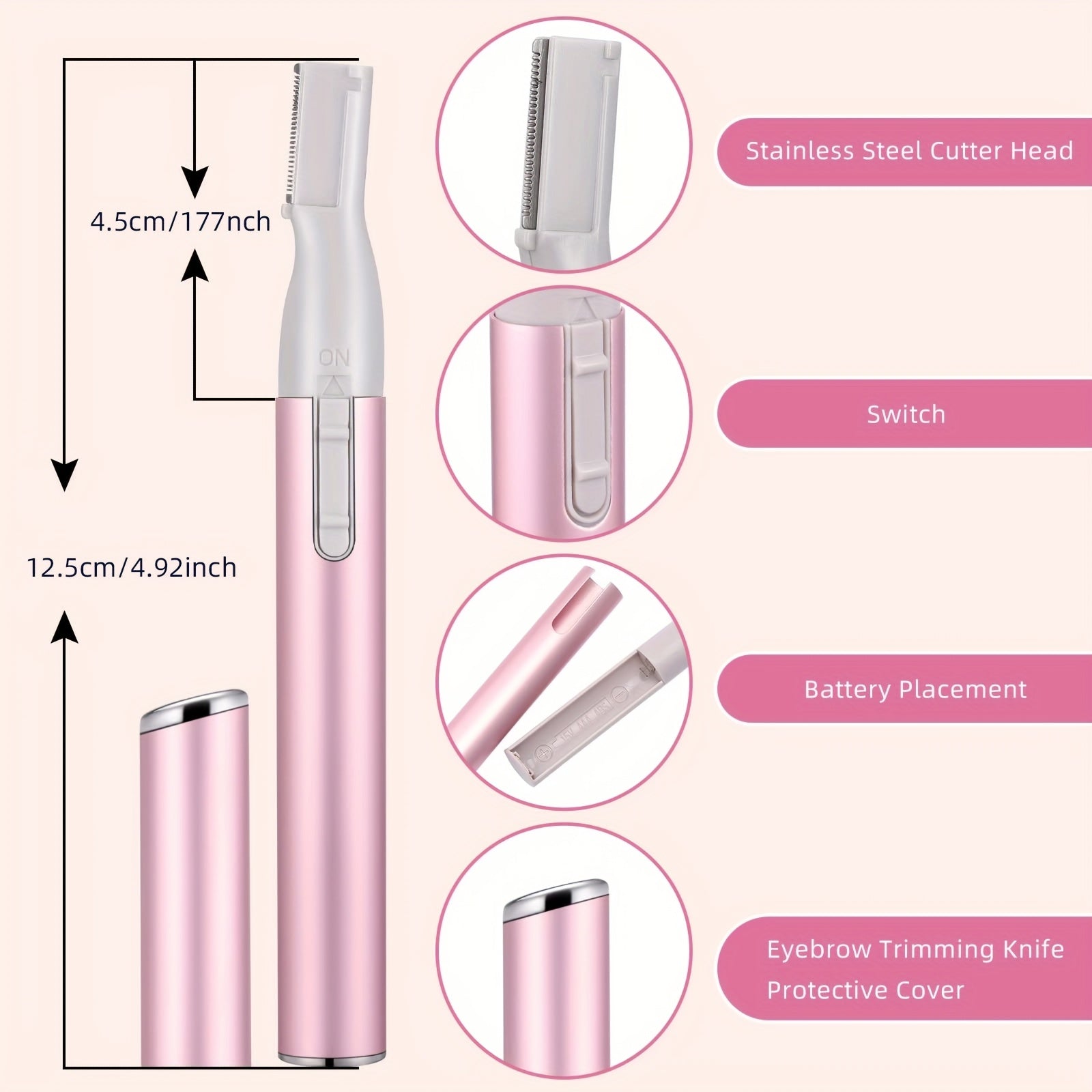 Mini Electric Eyebrow Trimmer for Women Battery Powered Compact Facial Hair Remover