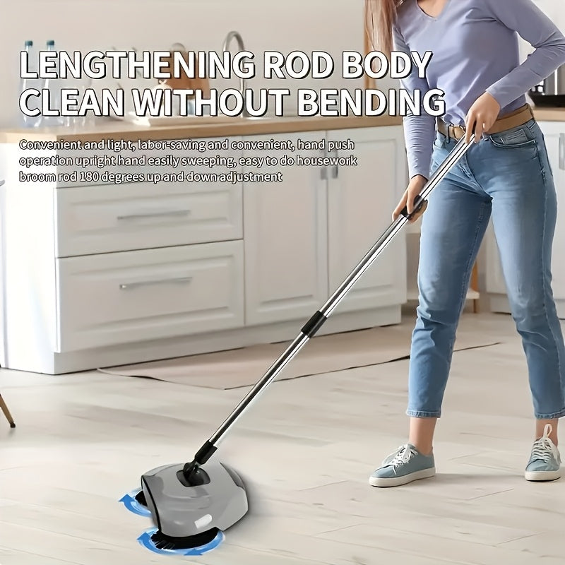 3-in-1 Manual Push Sweeper Vacuum for Pet Hair Dust and Debris on Hardwood Tile Floors