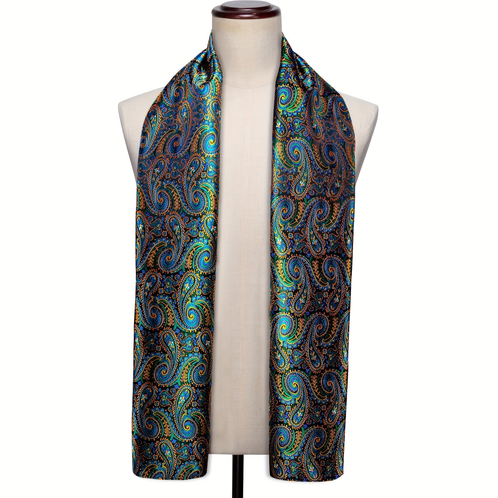 Men's Black Jacquard Paisley Floral Scarf for Autumn Winter