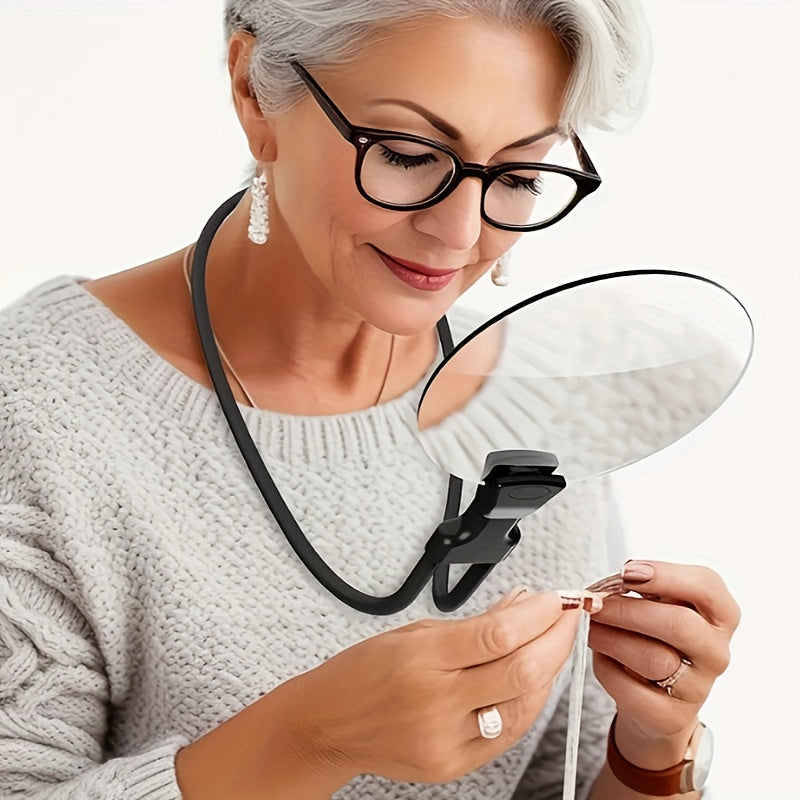5X kattalashtiruvchi shisha, bosh uchun taqiladigan 13 sm katta linza, o'qish, tikuv, hunarmandchilik va tibbiy foydalanish uchun