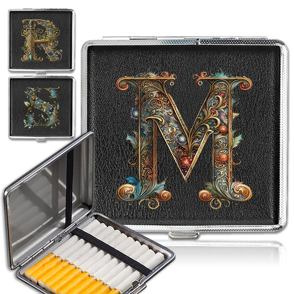 Unisex zanglamaydigan po'latdan yasalgan sigareta qutisi, 20 ta sigareta uchun, gul naqsh bilan