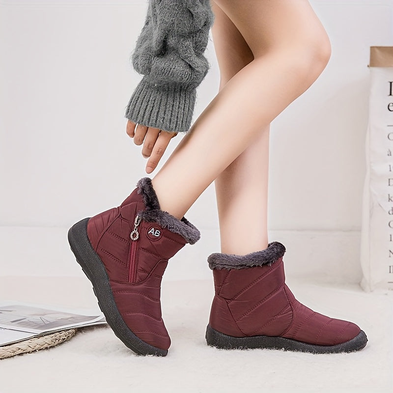 Women's Winter Thick Warm Fleece Short Boots Flat Large Sizes 36-44