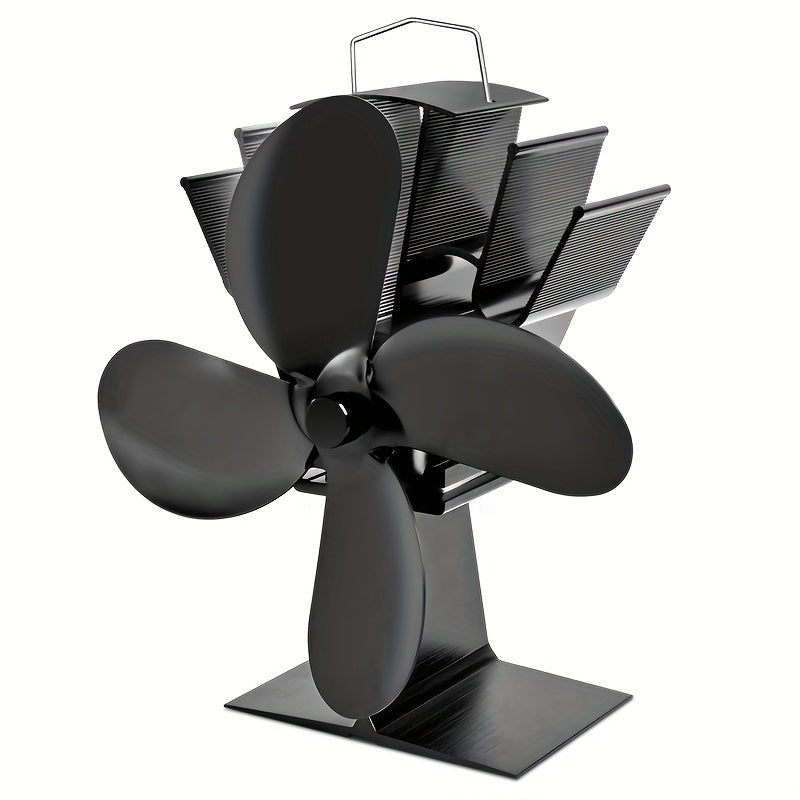 Alloy Steel Heat Powered Wood Stove Fan with 4-Blade Exhaust Portable Air Circulation Quiet