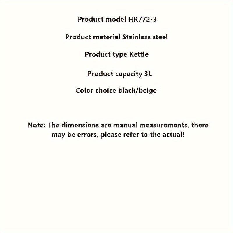 Stainless Steel Tea Kettle 3L with Whistle Heat-Proof Handle Gas Electric