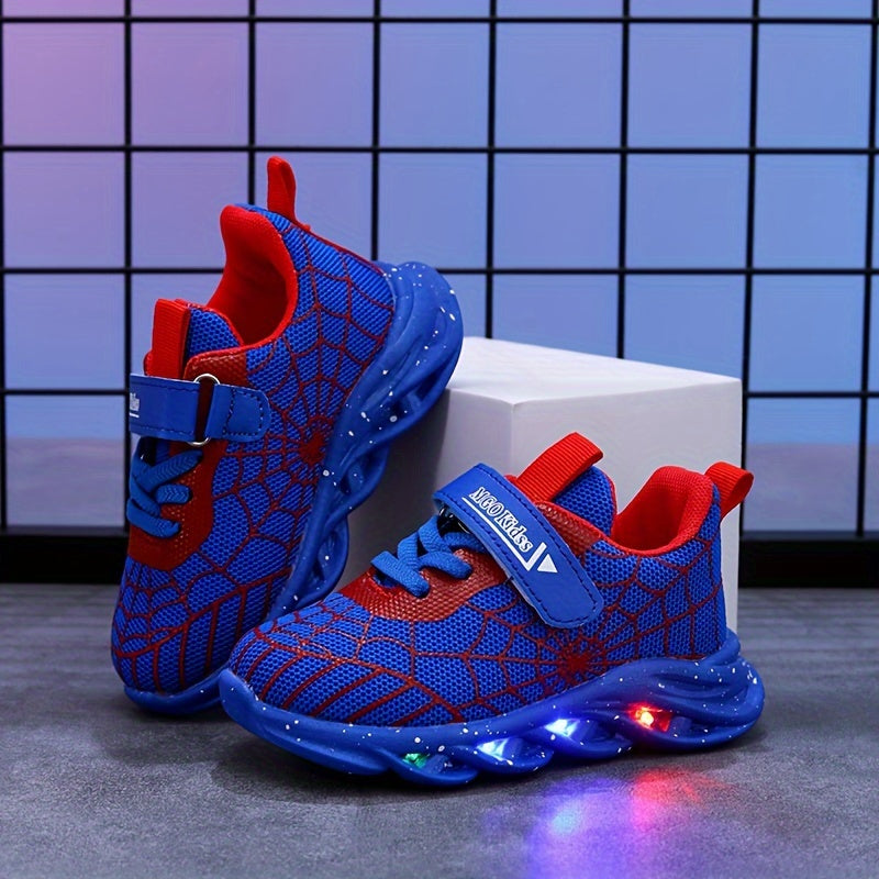 Kids LED Sneakers for Boys and Girls Mesh Upper PVC Sole All-Season Casual Sports Shoes Age 1-6