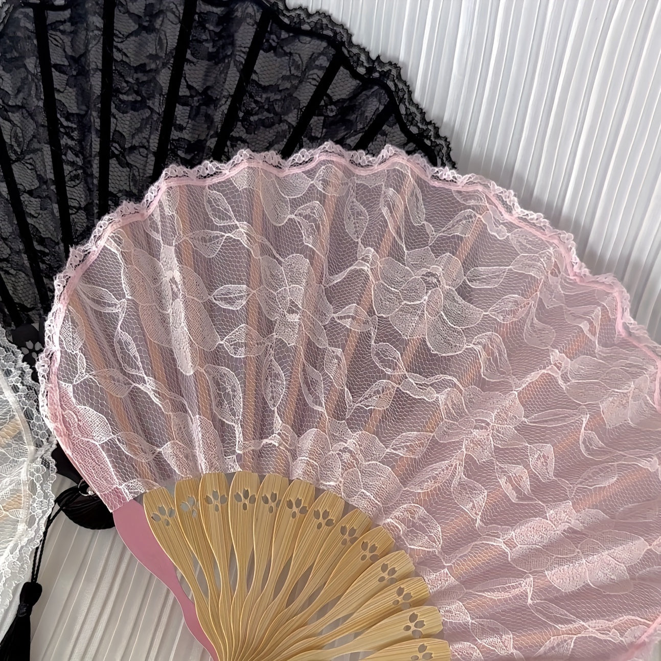 Large Vintage Lace Handheld Fan for Hanfu Dance and Party Decor