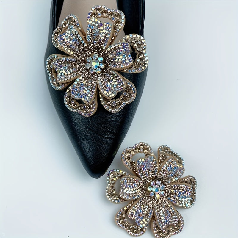 Girls Shoe Clips 2pcs Double Layer Flower DIY Accessories for Shoes and Clothing