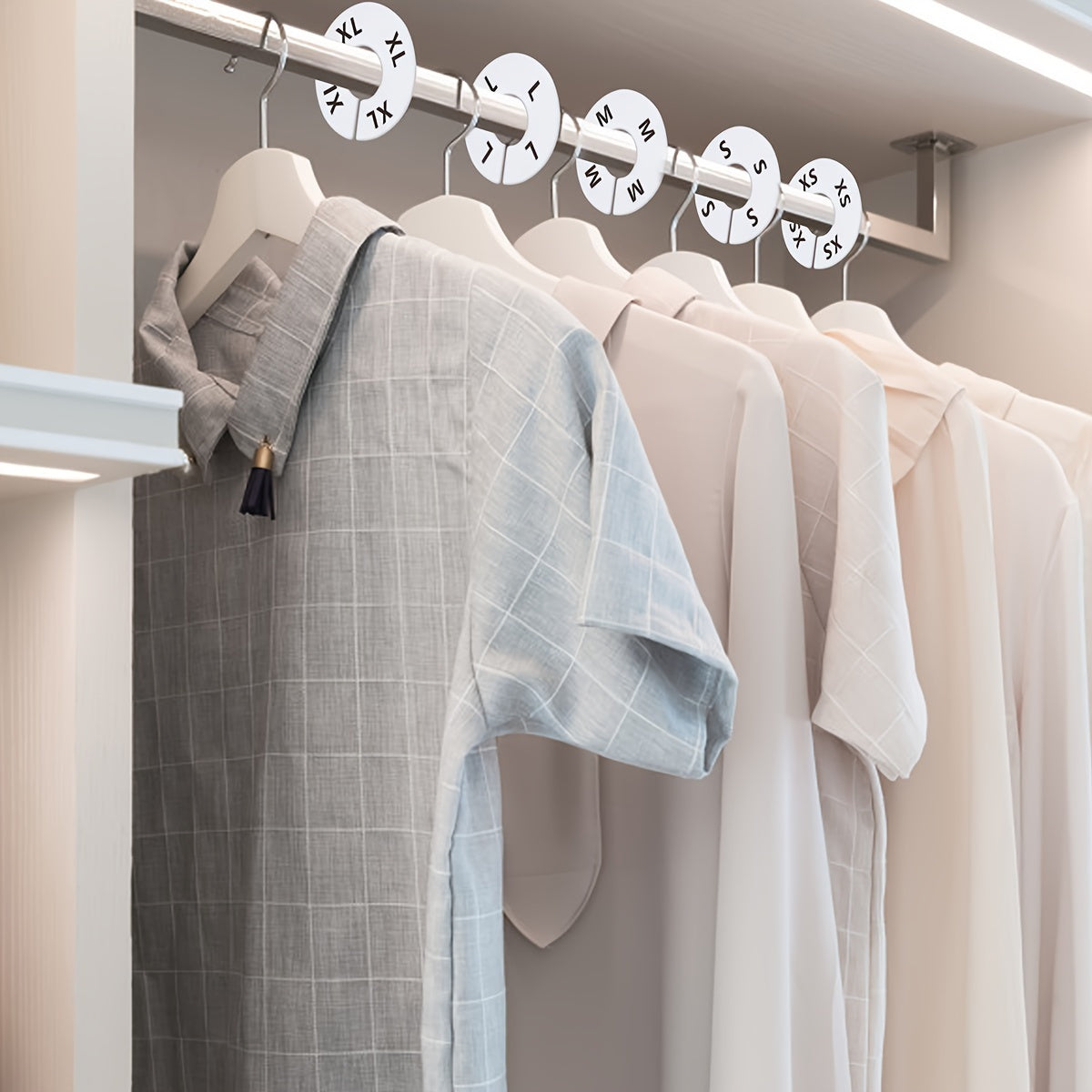 Juego de 8 o 40 separadores de tamaño para armario de plástico blanco para ropa con 8 tallas preimpresas