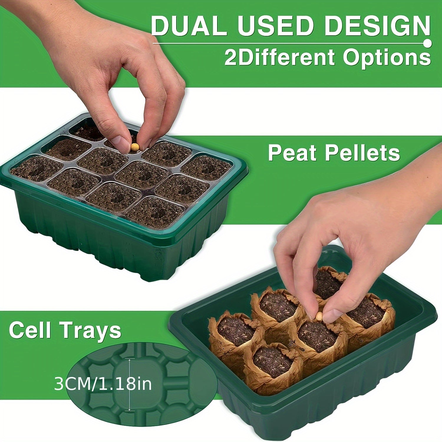 Seedling Grow Kit with LED Grow Light, Humidity Domes, Adjustable Brightness