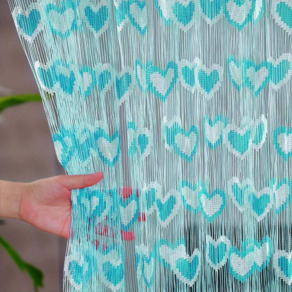 Sheer Curtain Romantic Heart Design Lightweight Polyester for Weddings Home Decor