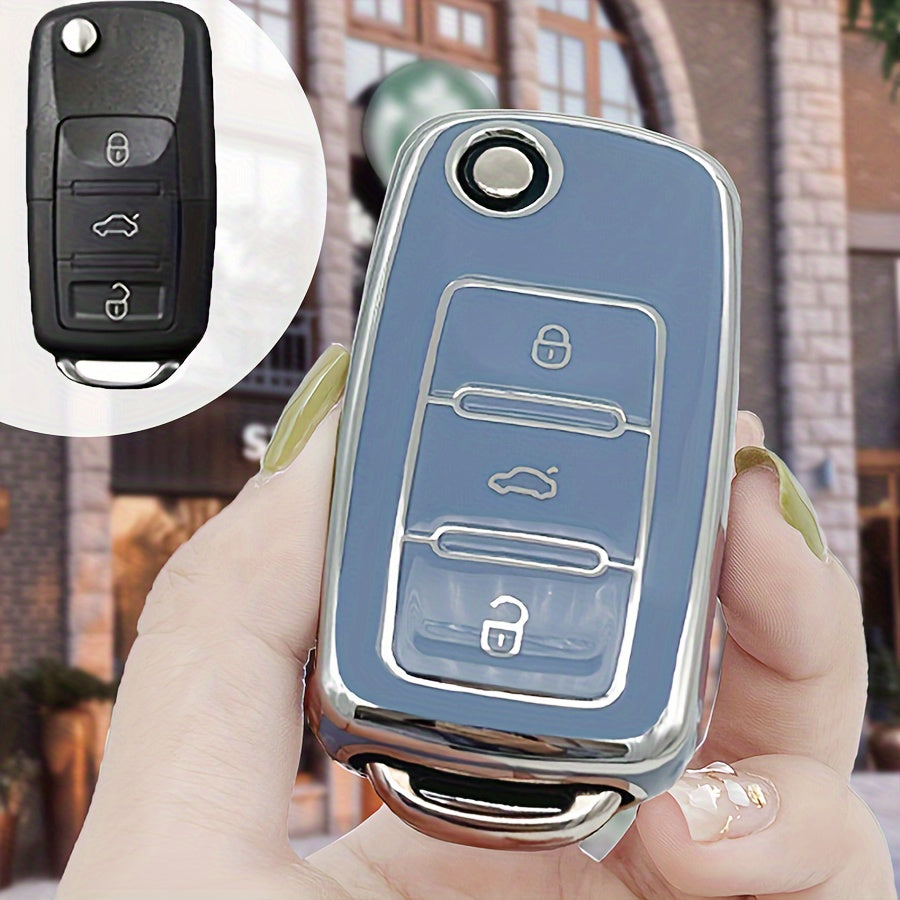 Pink TPU Car Key Cover for Women Durable Anti-Drop Protection with Anti-Lost Keychain