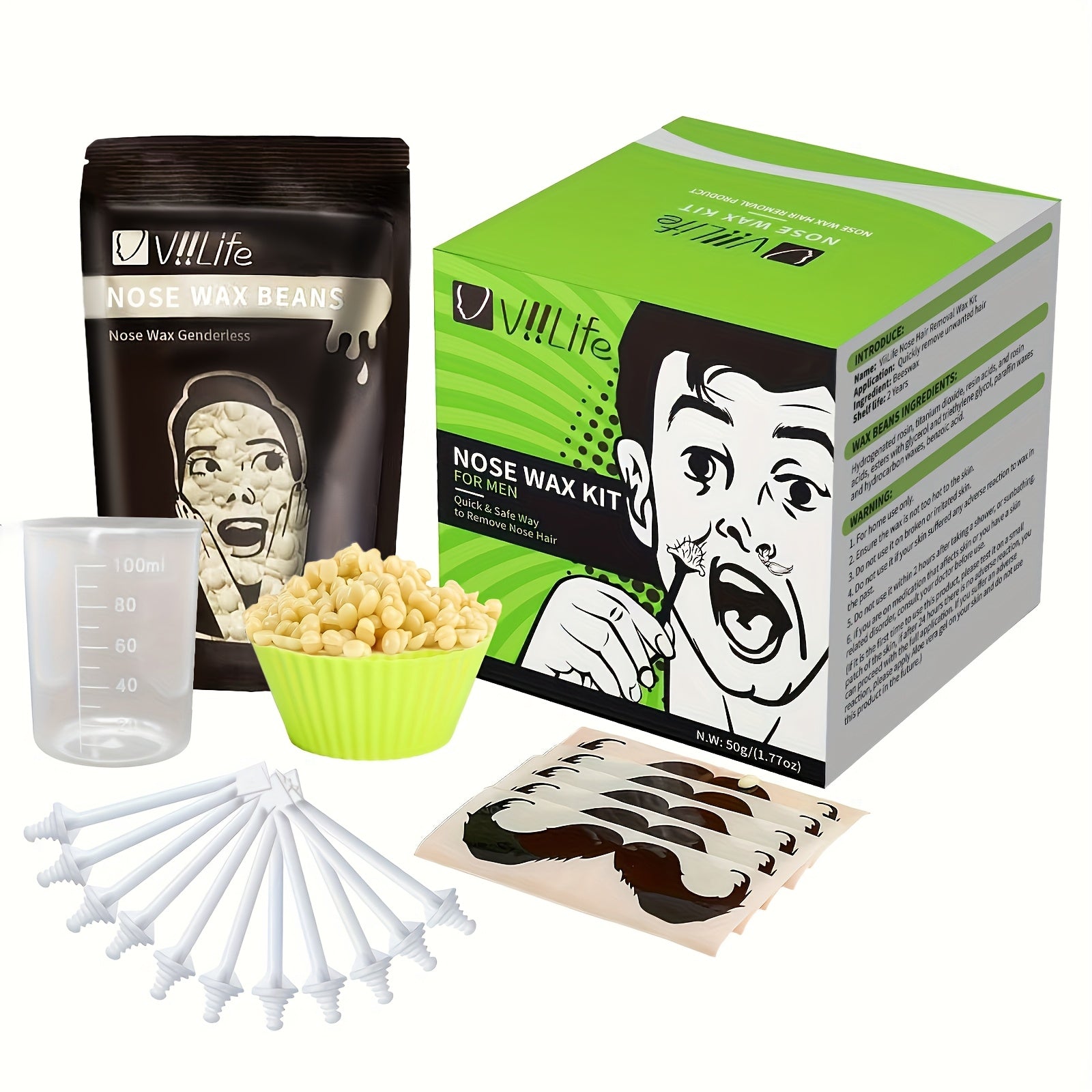 Unisex набор для удаления волос из носа с восковыми палочками и инструментом для удаления