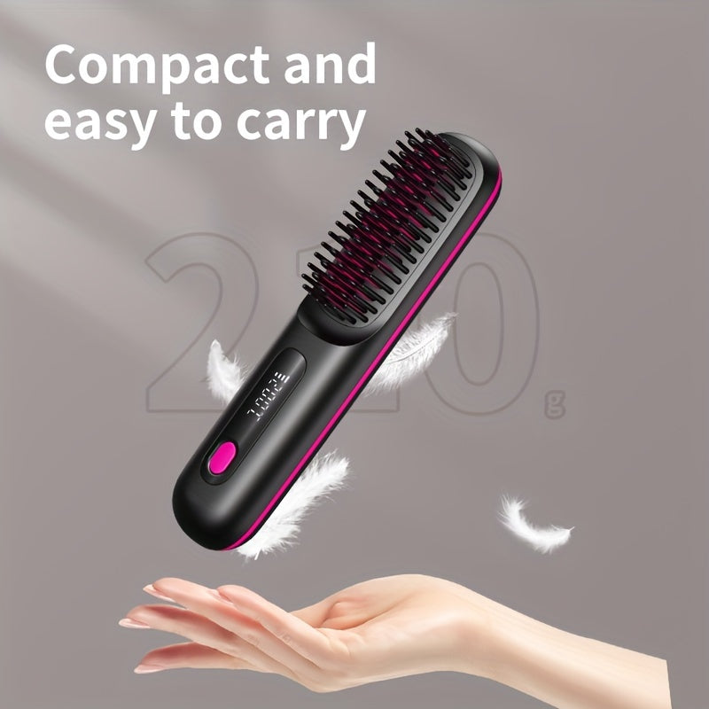 Cordless Hair Straightener Comb with Rapid Heating Negative Ion Digital Display Travel-Ready