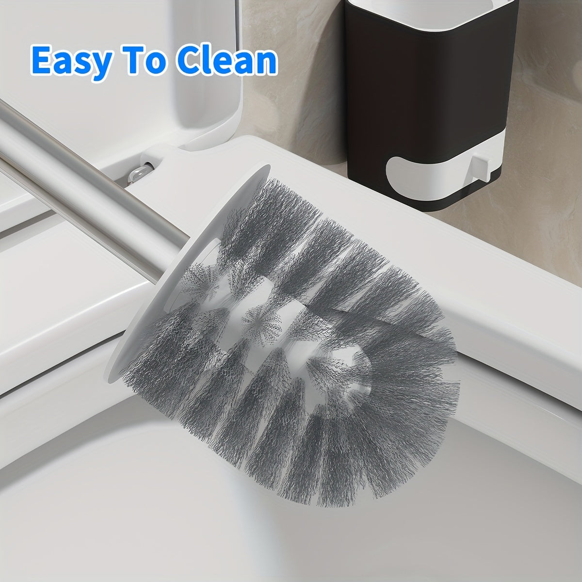 Long-Handle Toilet Brush with Drain Holder, Flexible No-Dead-Corner Design