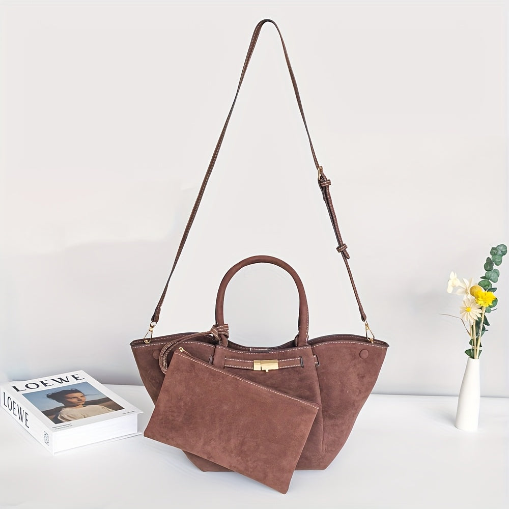 Superhero-Inspired Tote Bag Set Large Capacity Durable Fabric Coffee Light Brown