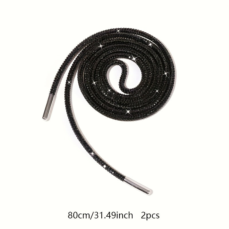 Unisex Rhinestone Shoelaces Solid Color Twist Ribbon DIY Shoe Accessories