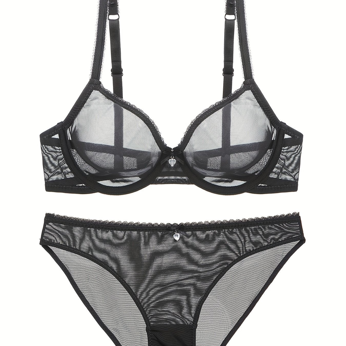 Women's Lingerie Set Mesh Lace Plus Size Nylon Spandex Thin Cups Hand Washable