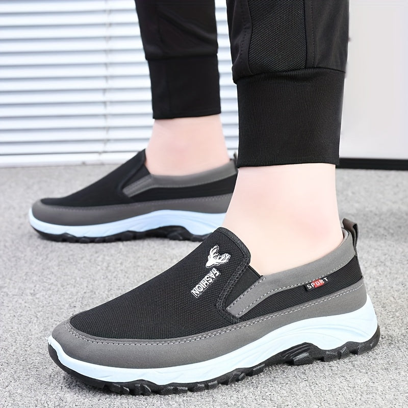 Men's Casual Slip-On Loafers Fabric Upper PVC Sole All-Season Solid Color Round Toe