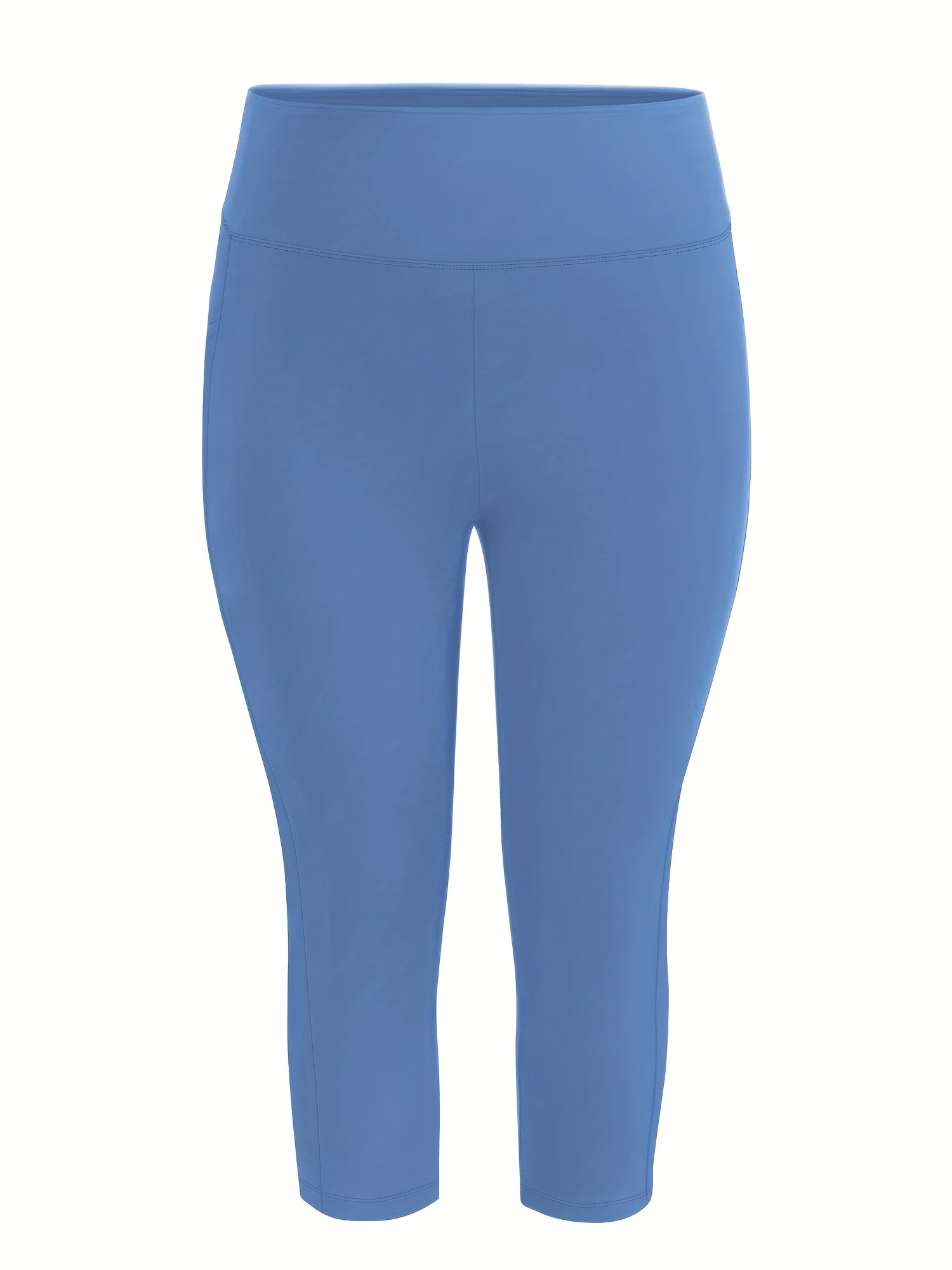 Plus Size Women's High-Waisted Capri Leggings with Side Pockets