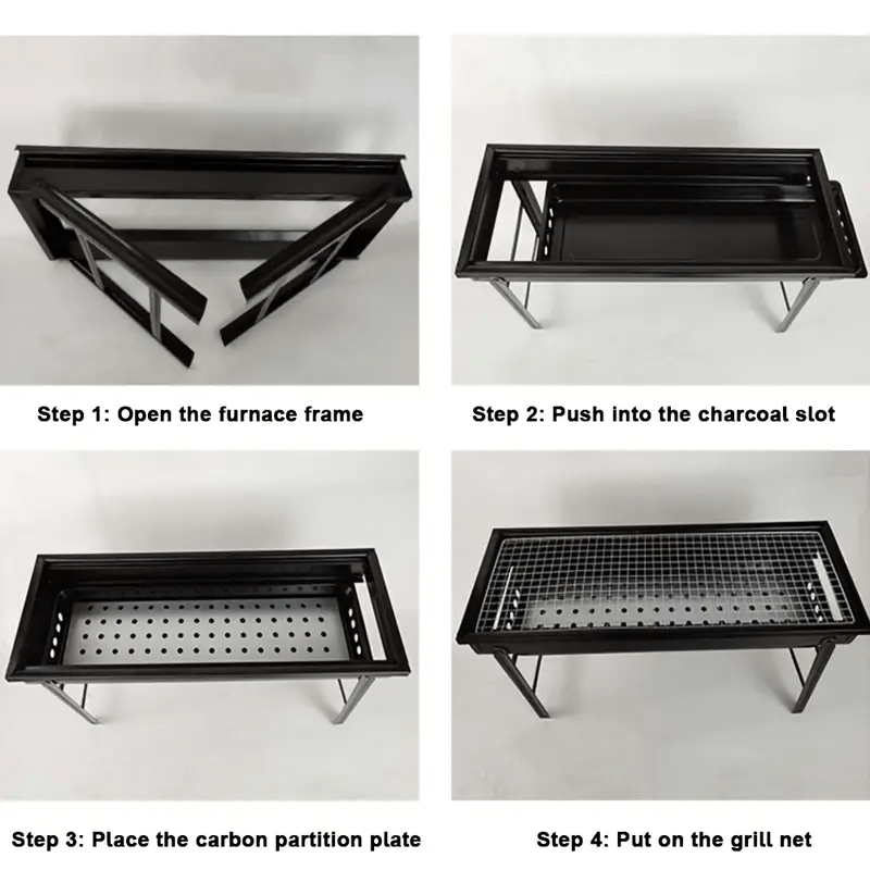 Parrilla portátil plegable de carbón para camping y barbacoa
