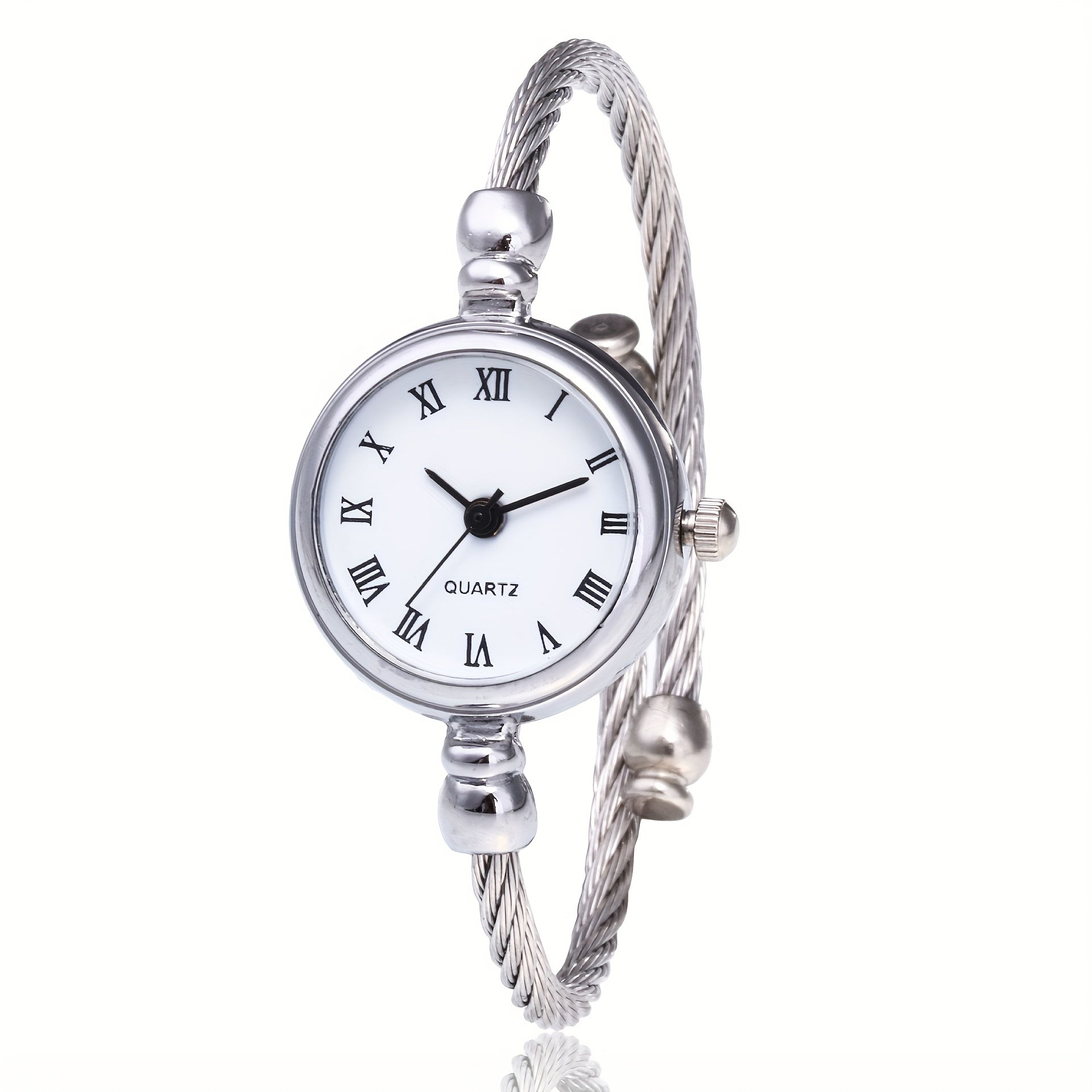 Women's Quartz Watch with Roman Numerals Stainless Steel Wire Strap Circular Dial Not Water Resistant