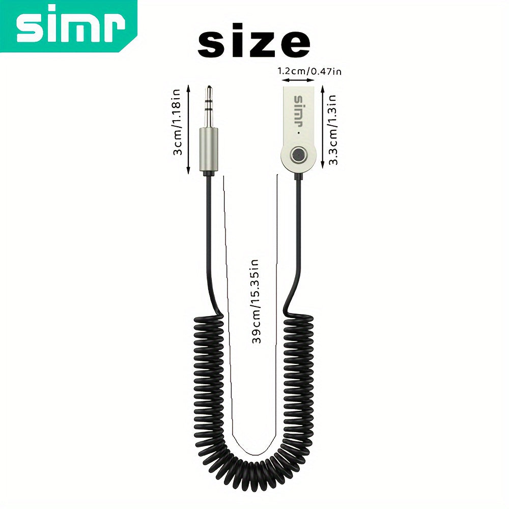 Wireless Car Aux Receiver Adapter 3.5mm Audio USB Handsfree Calls