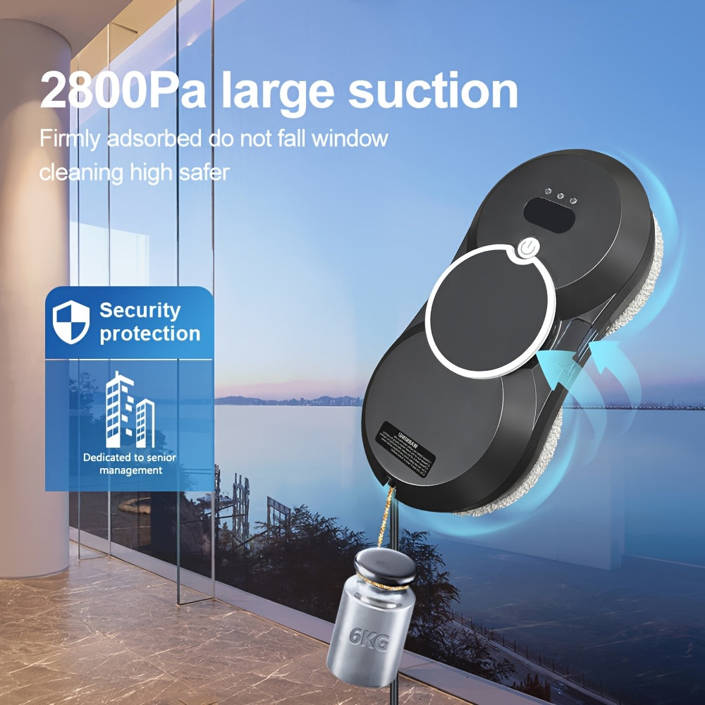 Electric Window Cleaning Robot with Remote Control Spray Machine Rechargeable Battery Silent Operation Black