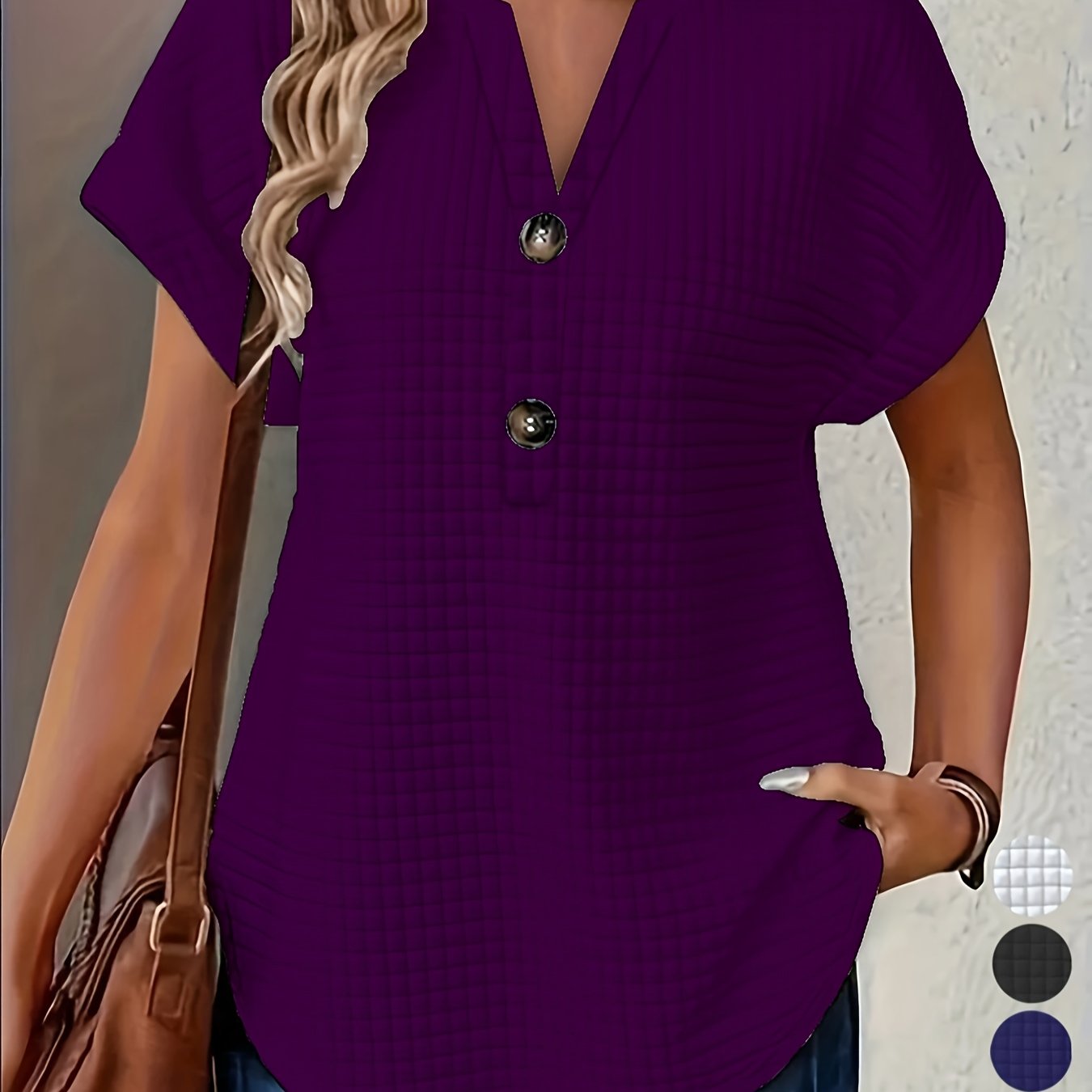 Women's V-Neck Summer T-Shirt Breathable Stretch Plus Size Casual Top