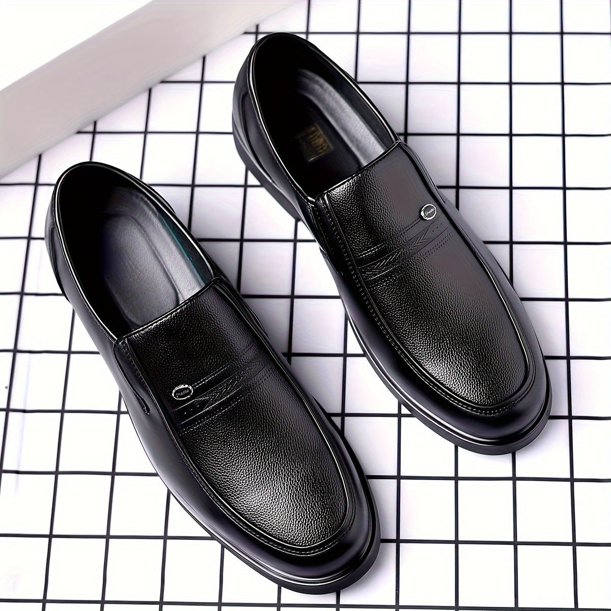 Men's Black Slip-On Loafers with Rubber Sole and Round Toe for Casual Wear
