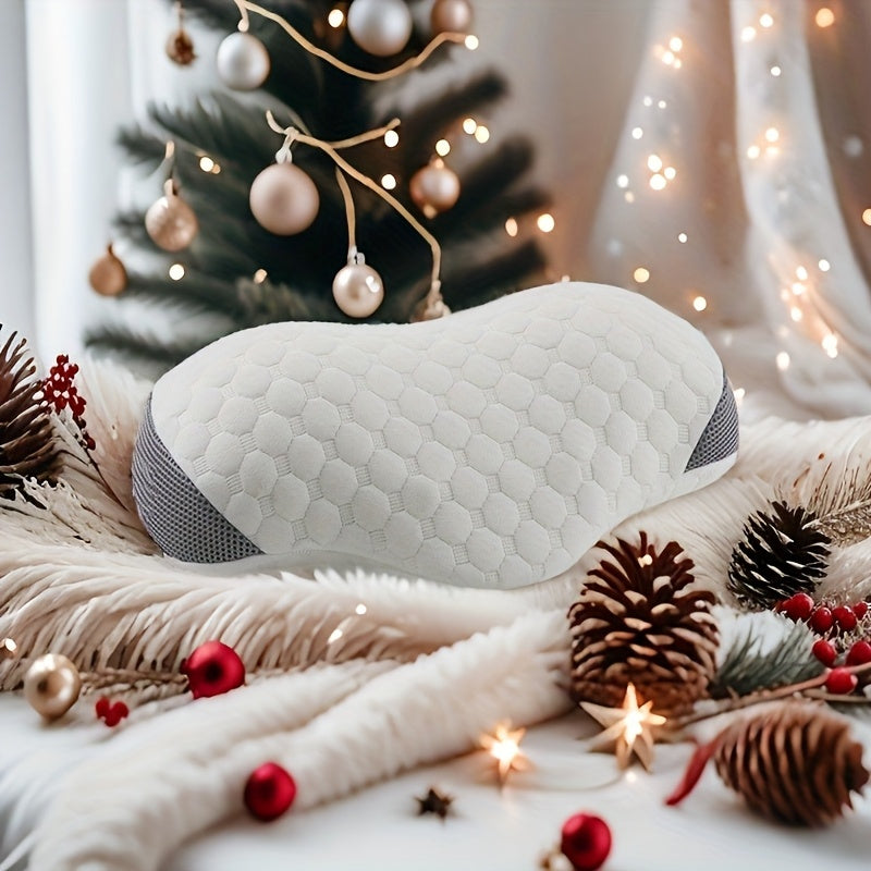 Almohada cervical de espuma viscoelástica con masaje de vibración térmica, tela ergonómica y transpirable