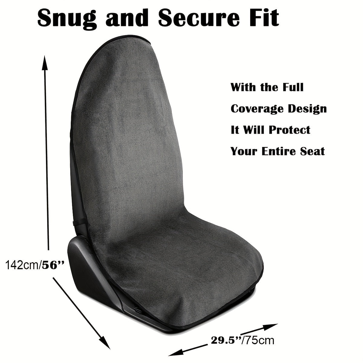 Universal Car Seat Cover Protector Towel Style Front Seat Grey for SUV Truck