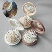 Portable Makeup Mirror with Comb Foldable Multifunctional for Outdoor Use