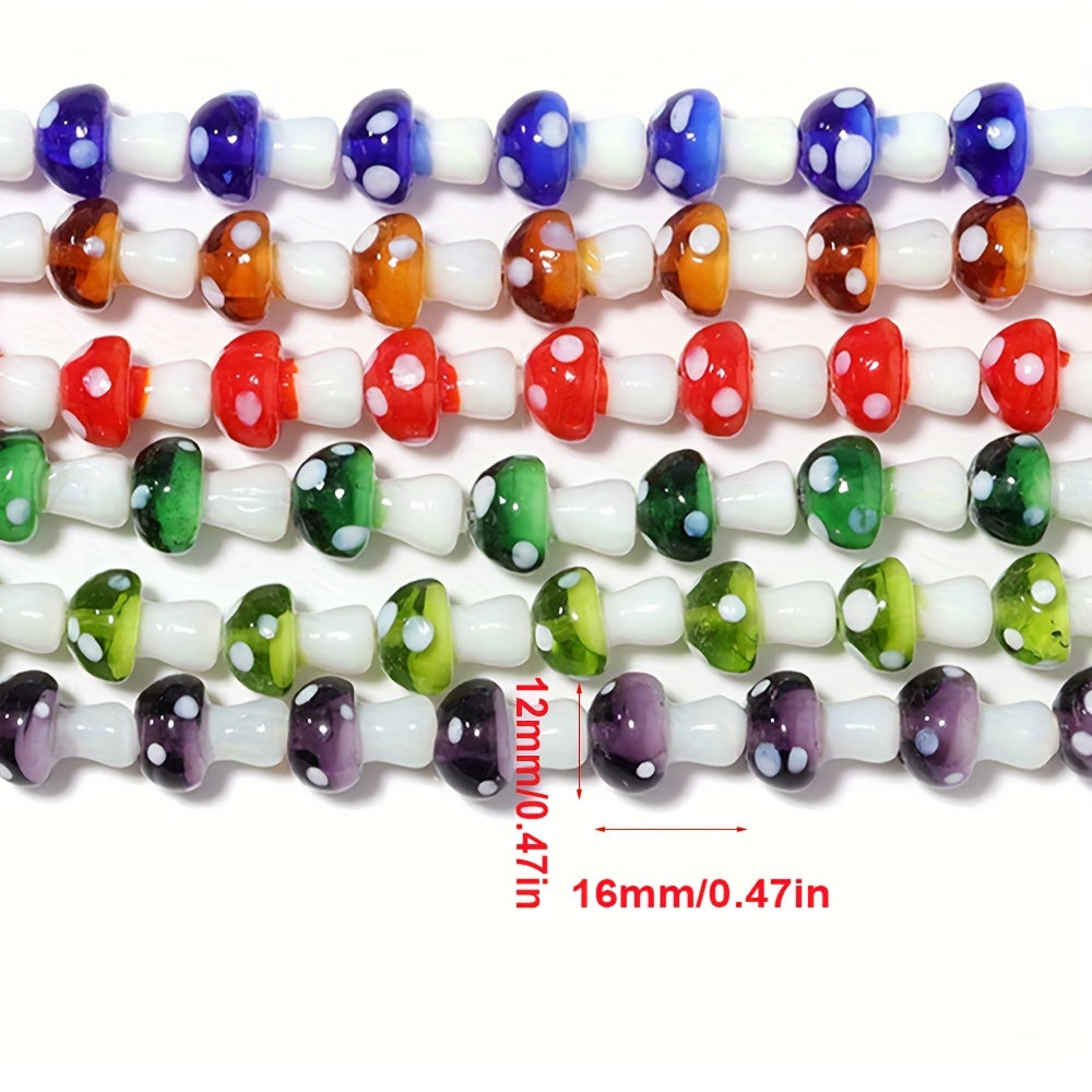 20-Piece Assorted Lampwork Glass Mushroom Beads for Jewelry Making, Crafting, Necklaces and Bracelets