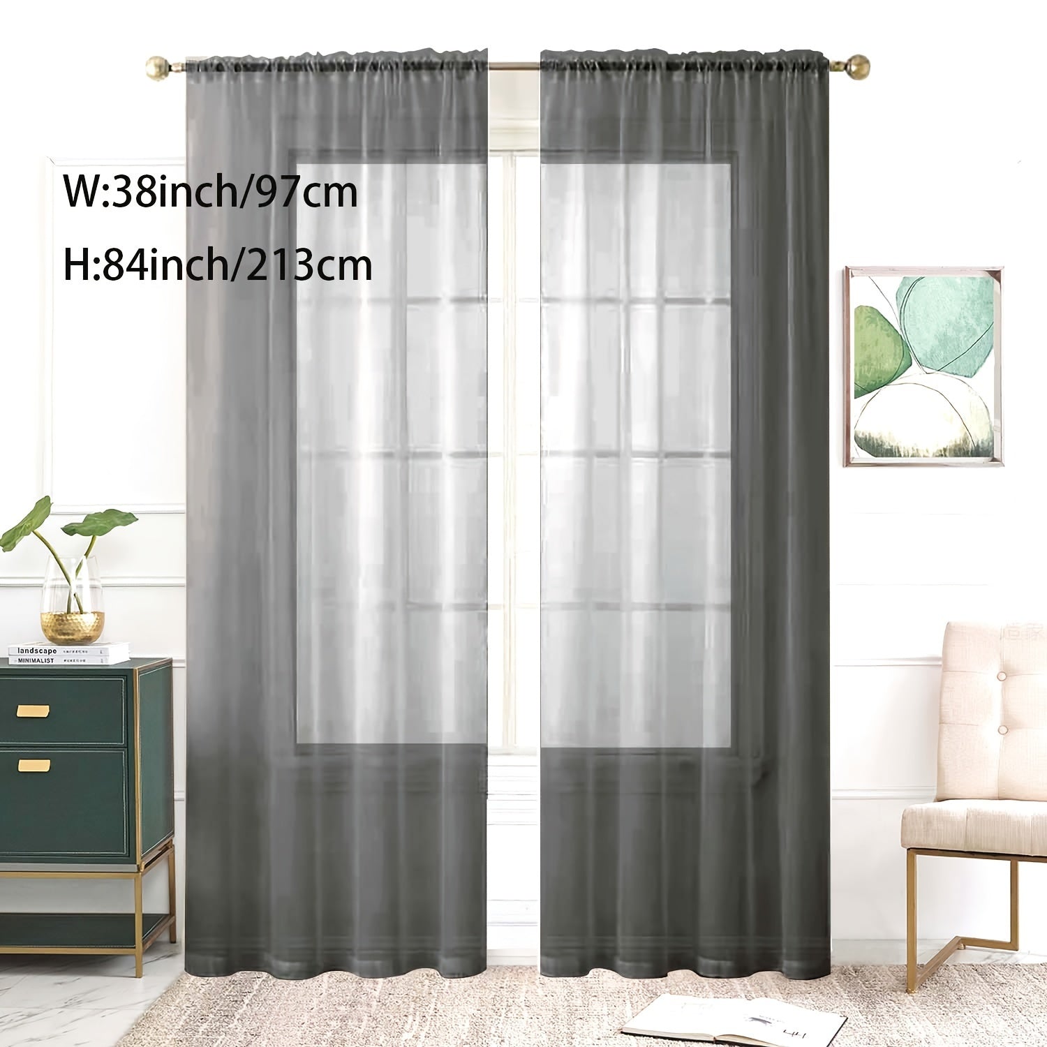 Sheer Curtain Single Panel Light Filtering Privacy Rod Pocket for Living Room Bedroom Kitchen
