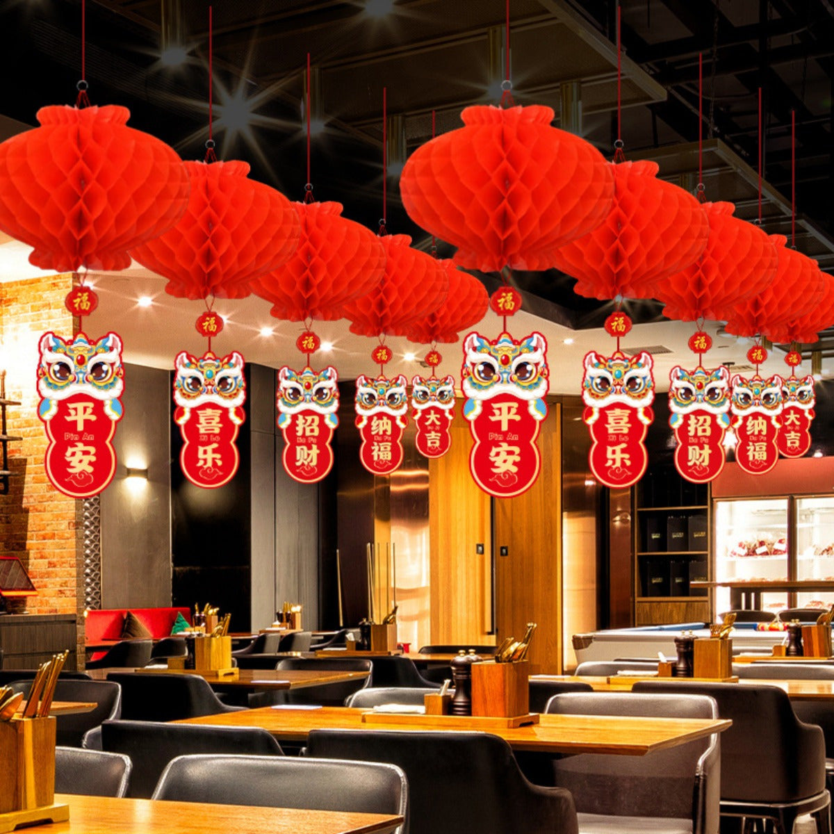 10 Pieces Red Lantern Hanging Decorations for New Year Spring Festival Celebration