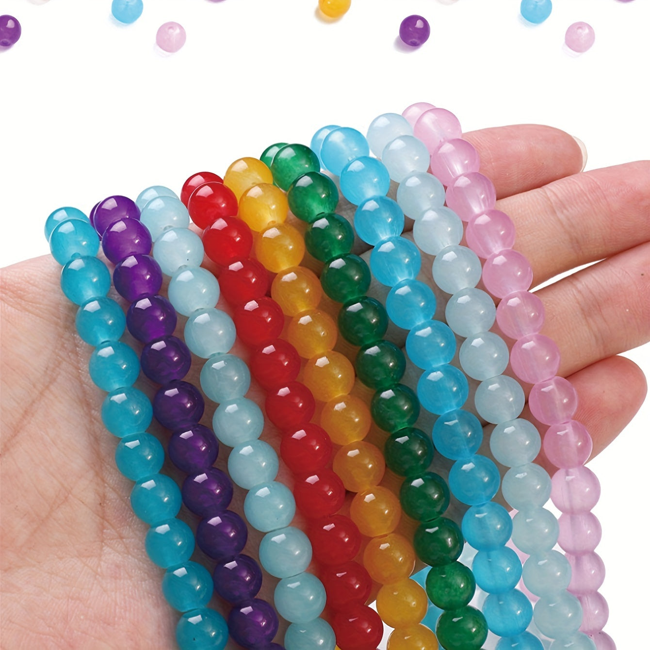Set of 1400 Double Glass Jelly Beads 6mm for Jewelry Making and DIY Crafts