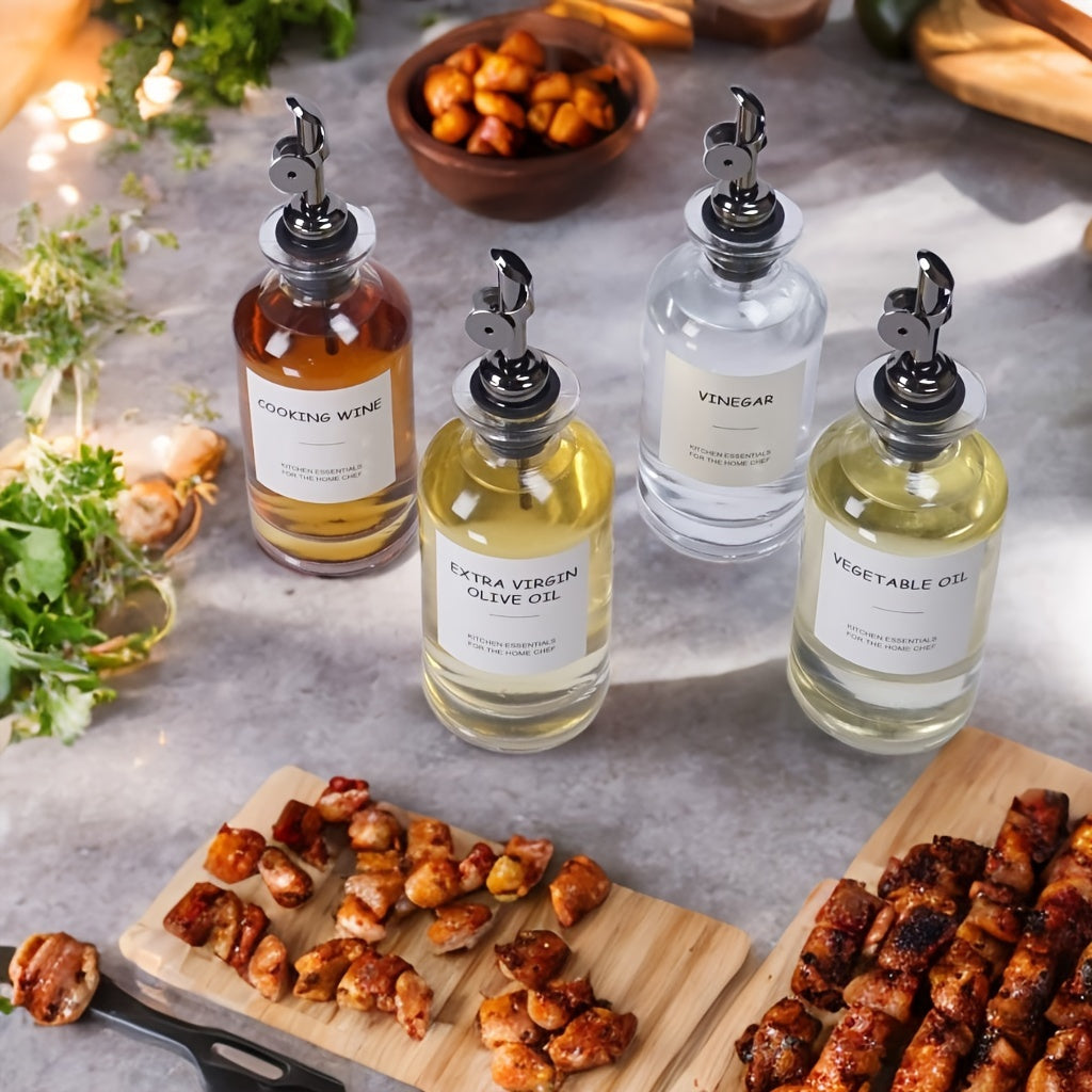 Set of 4 Oil and Vinegar Dispenser Bottles with Leak-Proof Design