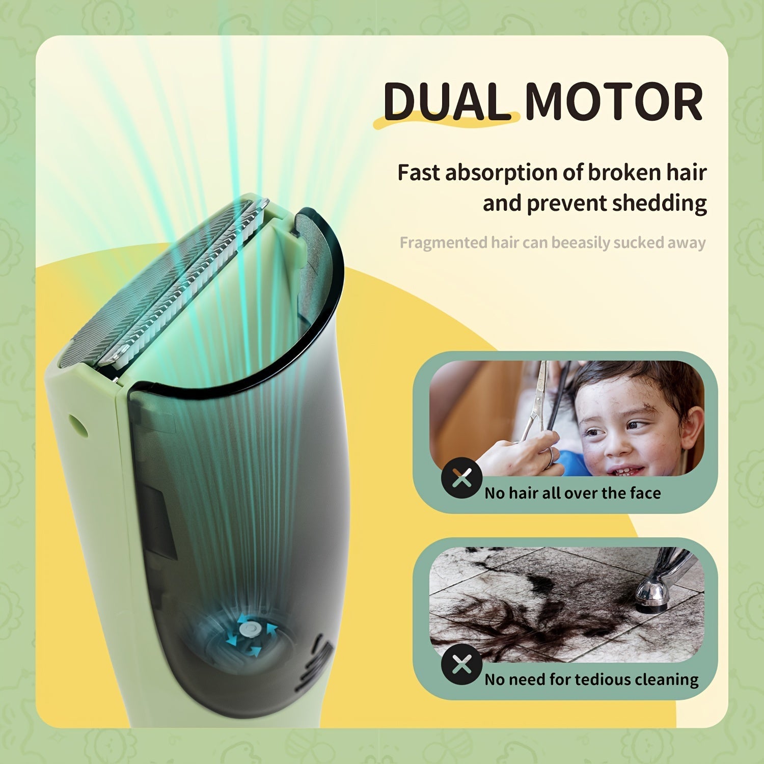 Kids Hair Clipper Set for Toddlers and Children Wireless Rechargeable Quiet Trimmer with Guide Combs