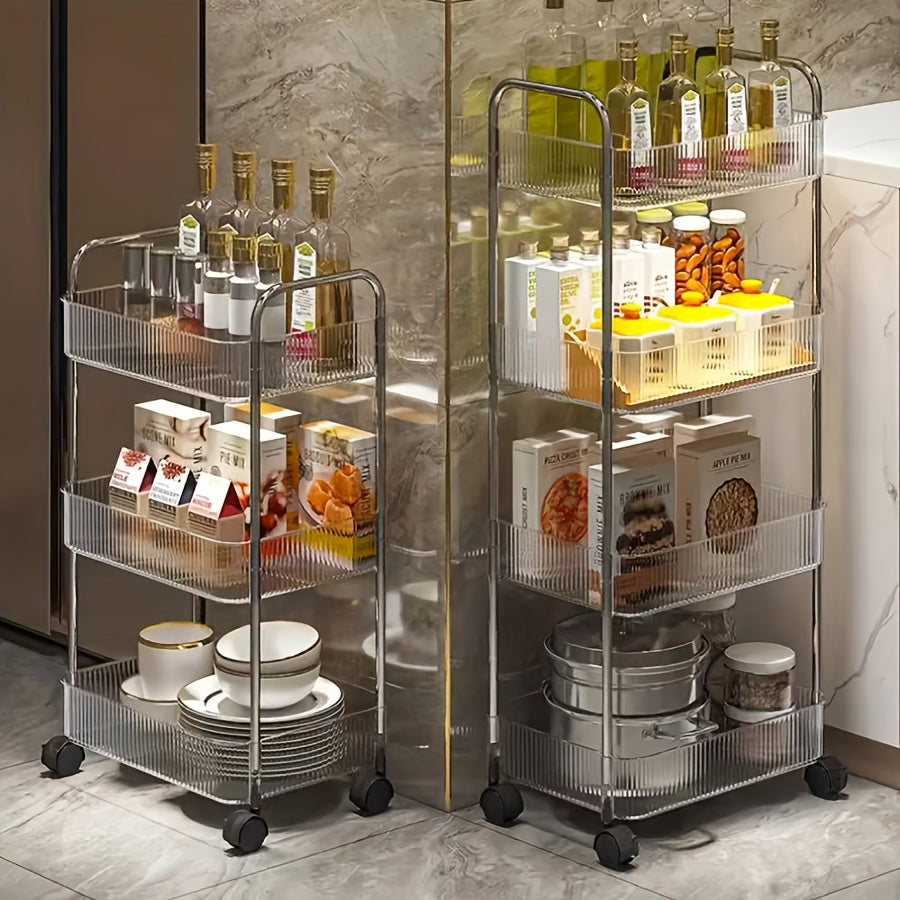 Акриловая тележка для хранения с 2/4 ярусами для кухни, ванной, кладовой, организатор