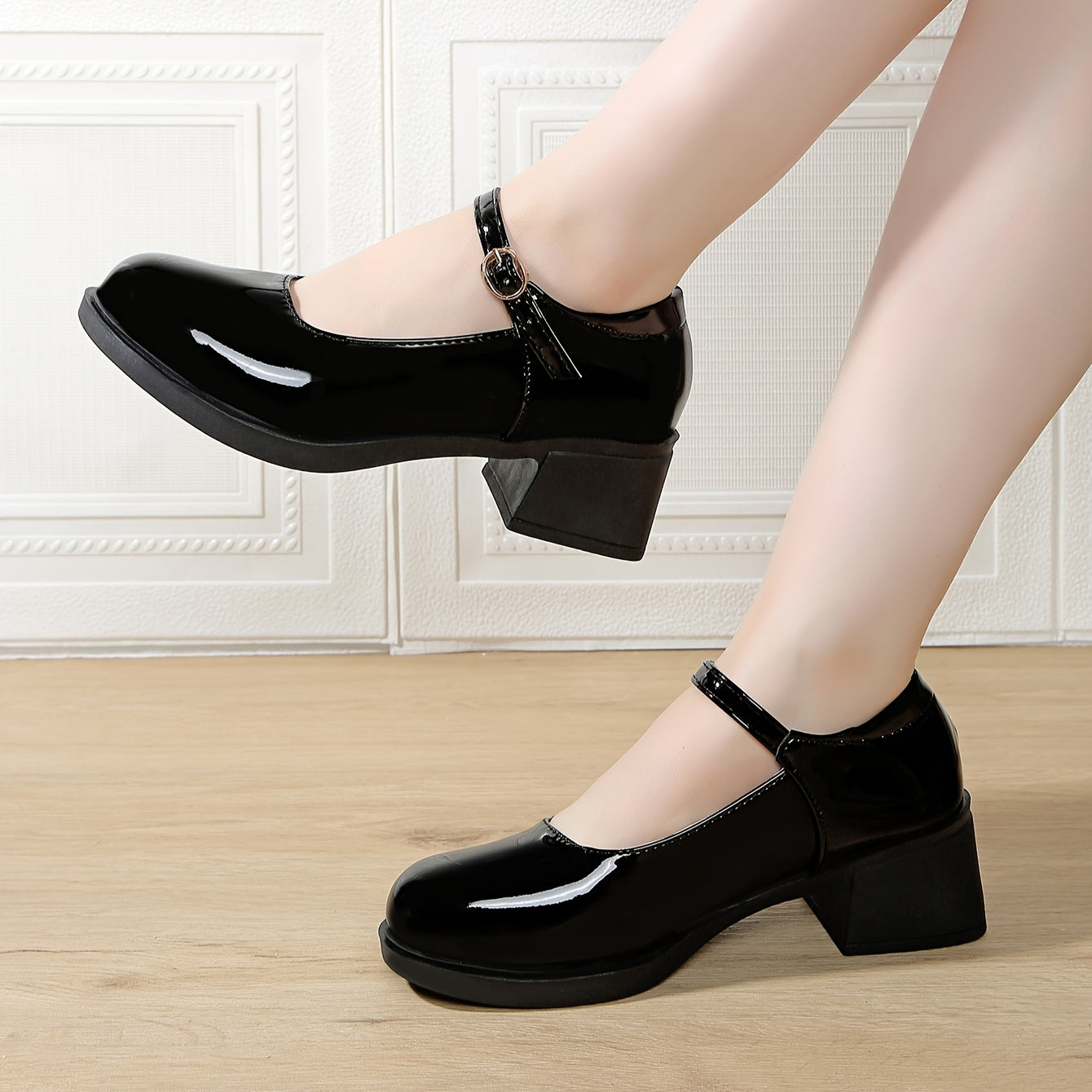 Women’s Low-Cut Chunky-Heeled Mary Jane Loafers for Petite Feet