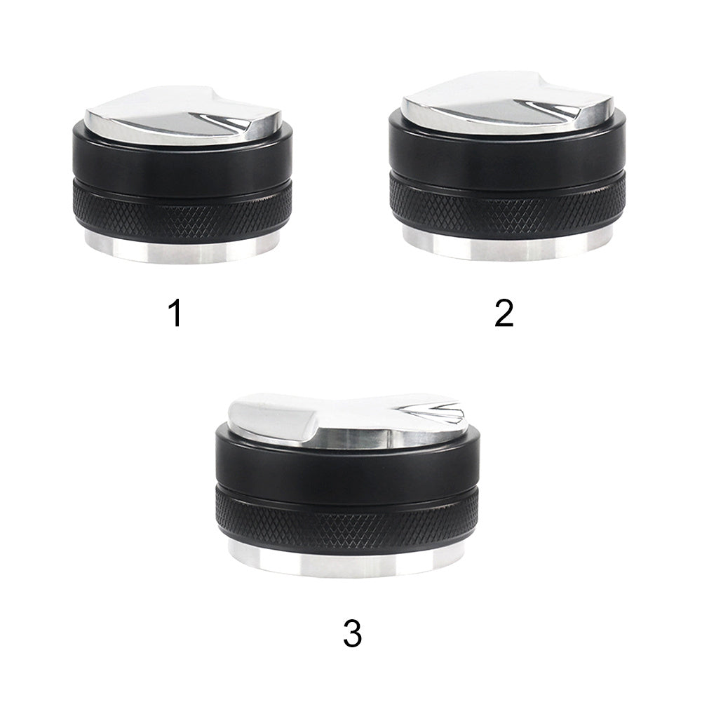 Tamper ajustable de doble cabeza para café, nivelador, acero inoxidable, agarre de goma negra, herramienta manual para espresso