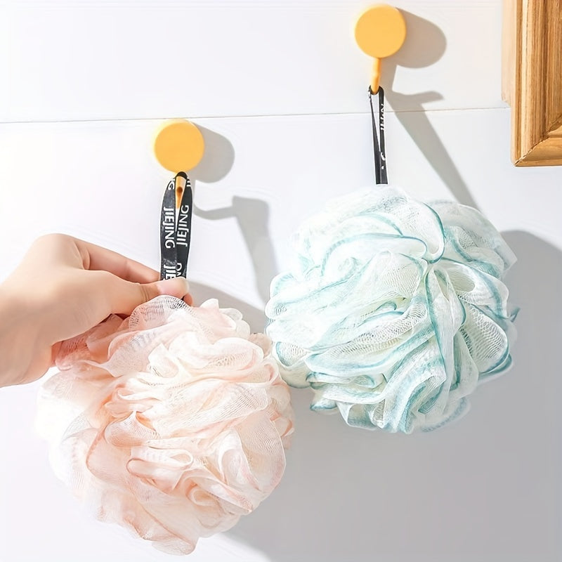 Juego de 4 esponjas de ducha exfoliantes con scrunchies de gradiente