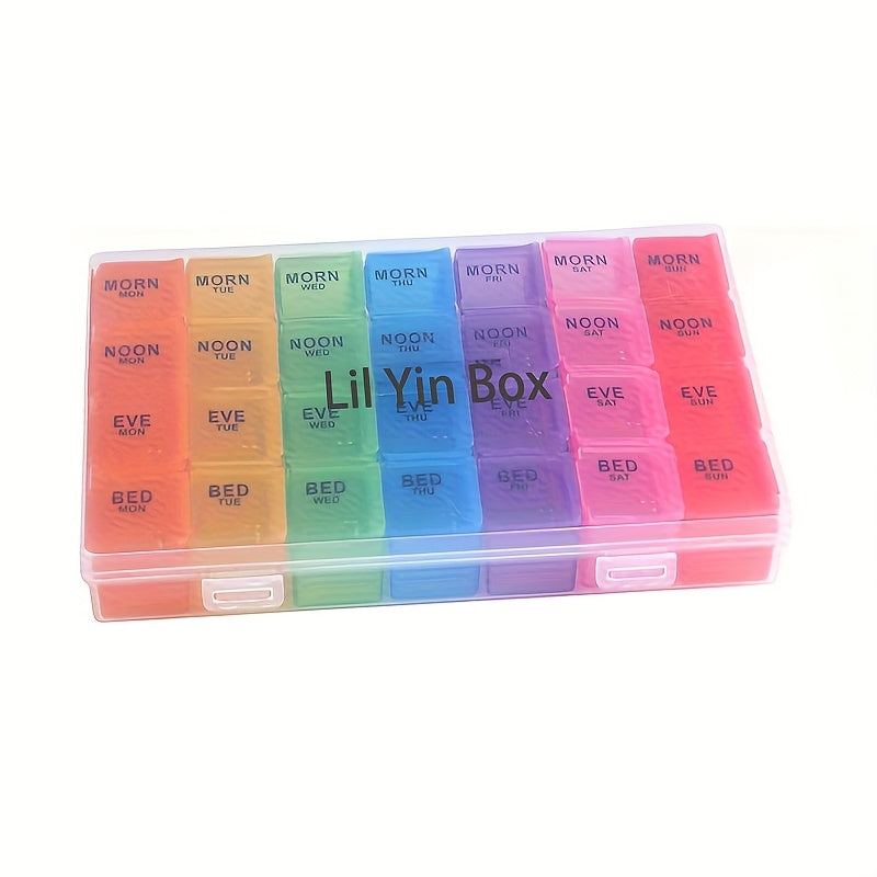 Weekly Pill Organizer Case 7 Day Large Travel Medicine Box with 28 Compartments