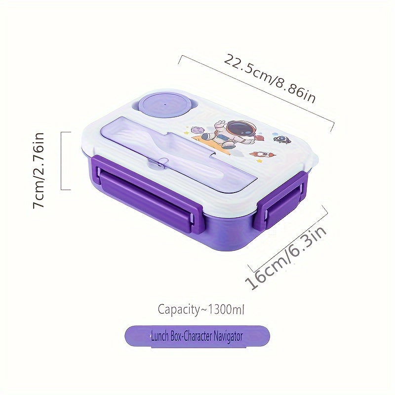 Детский ланч-бокс на 44 унции с соусными чашками и приборами, герметичный, безопасный для микроволновки