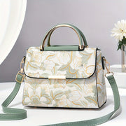 Large Capacity Floral Embroidered Crossbody Bag with Zipper Closure and Polyester Lining