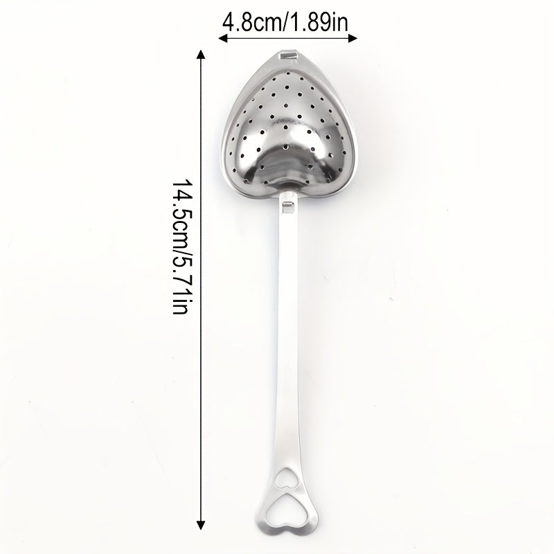 Stainless Steel Heart-Shaped Tea Infuser Long Handle Loose Leaf Tea Strainer
