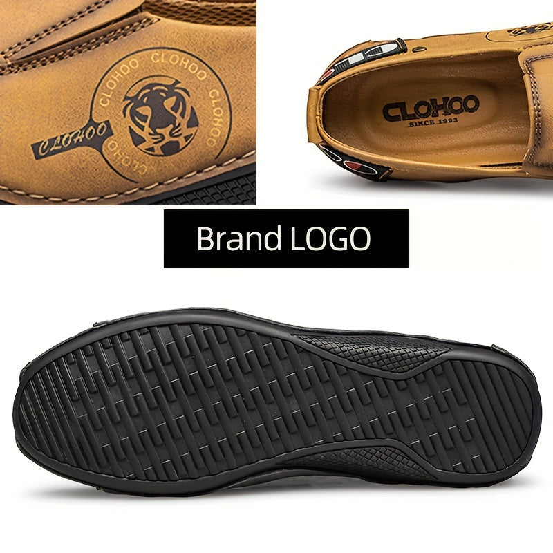 Men's Leather Loafers Slip-On Casual Shoes for Spring Summer Fall Solid Color