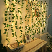 Green Ivy Leaf LED String Lights Battery-Powered for Home Decor Parties Weddings Holidays