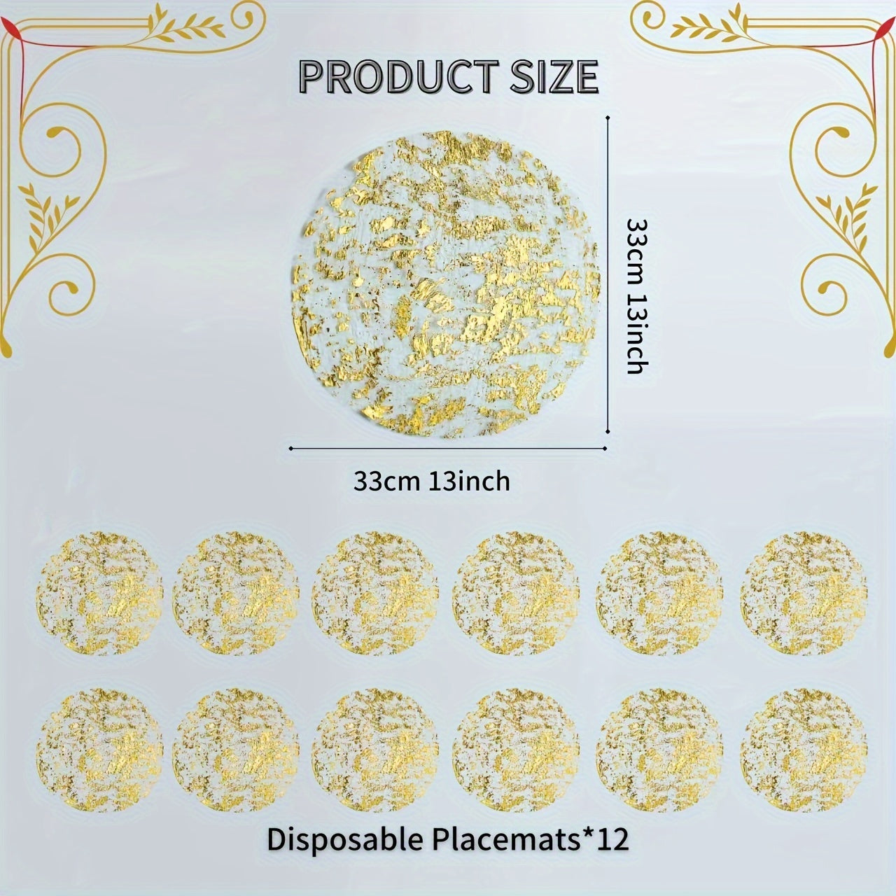 Golden Foil Grid Pattern Disposable Placemats for Parties and Events